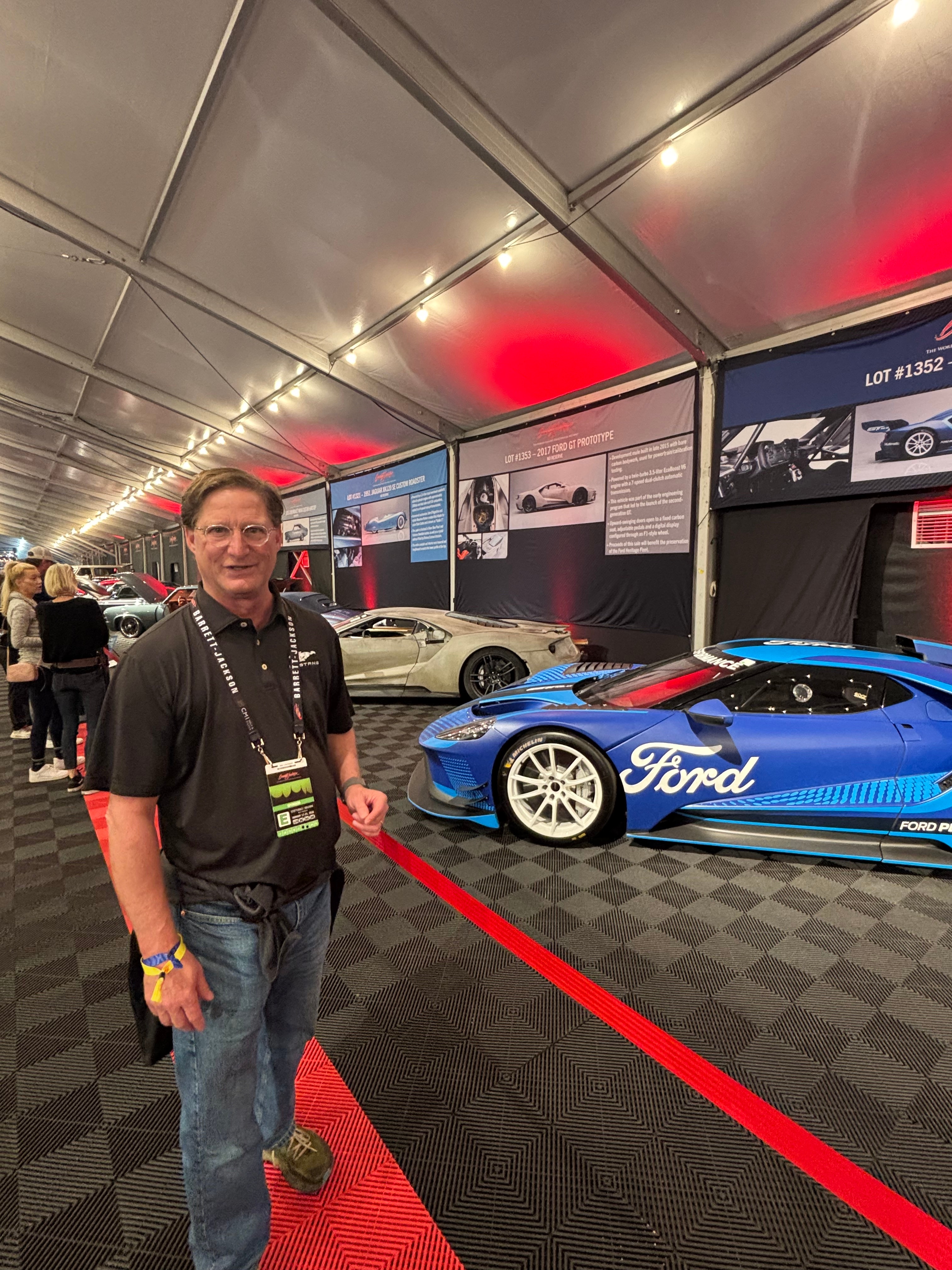 A 2017 Ford GT Mark II and, for the first time, a 2015 Ford GT Prototype, were auctioned at Barrett-Jackson.  The proceeds of the sale are all going to support the Ford Heritage Fleet. 